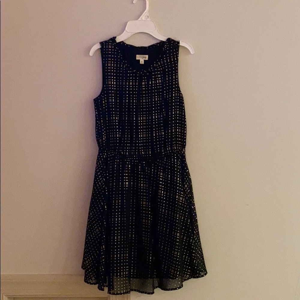 Maison Jules black dress with gold polka dots